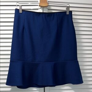 Navy Blue Ruffled Trumpet Skirt